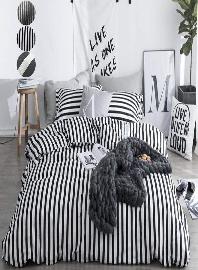 CLOTHKNOW Striped Pillowcases Standard Black and White Pillow Cases Ticking Set of 2 Bed Pillow Cases Envelope Closure Black Pillow Shams for Boys Girls - Image 2